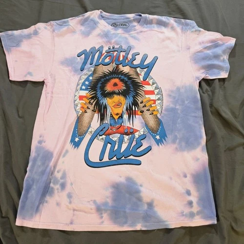 Motley Crue Tie Dye Graphic T-Shirt Pink Purple Rock Band Large 2013 Global - product listing photo