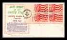 Dr Jim Stamps Girl Scouts 50th Anniv Plate Block First Day Cover Khol Kraft