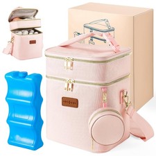 Breast Milk Cooler Bag with Ice Pack, Breastmilk Cooler Travel Bag Fits 6 Bot...