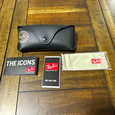 Ray-Ban Black Faux Leather Snap Semi-Hard Case for Glasses/Sunglasses w/ Cloth
