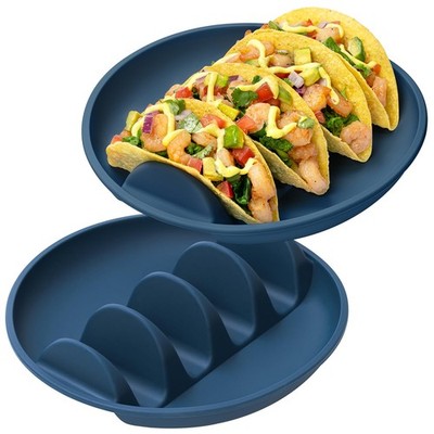 2 Pack Silicone Taco Holder Plates with Metal Reinforced Frame, Reusable Taco...