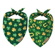 St. Patrick's Day Dog Bandanas, 2-Pack Triangle Reversible Love Pet Scarves,