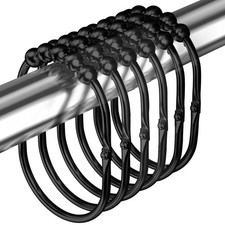 12PCS Wide Shower Curtain Hooks, Rust Proof Stainless Steel Shower Curtain Ri...