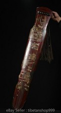 48" Chinese Wood Lacquerwork 24K Gold Gilt Character Story Seven Strings Guqin