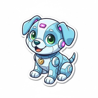 2x Sticker Robo Hund Autoaufkleber 9x9cm Cyberpunk Gaming Sci-Fi Set
