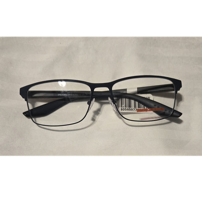 Prada Linea Rossa PS 50PV TFY101 Blue Metal Full Rim Eyeglasses 57/17/145