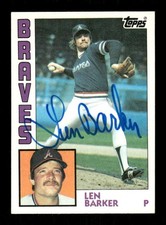 1984 Topps 614 Len Barker signed auto autograph  crisp blue sharpie ASC BXCP58