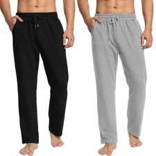 Mens Fleece Lined Active Jogger Drawstring Fitness Gym Sweatpants Lounge Pants
