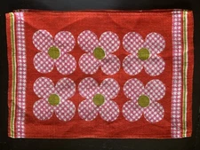 4 Vintage Placemats Orange Multicolor Abstract Floral Fabric