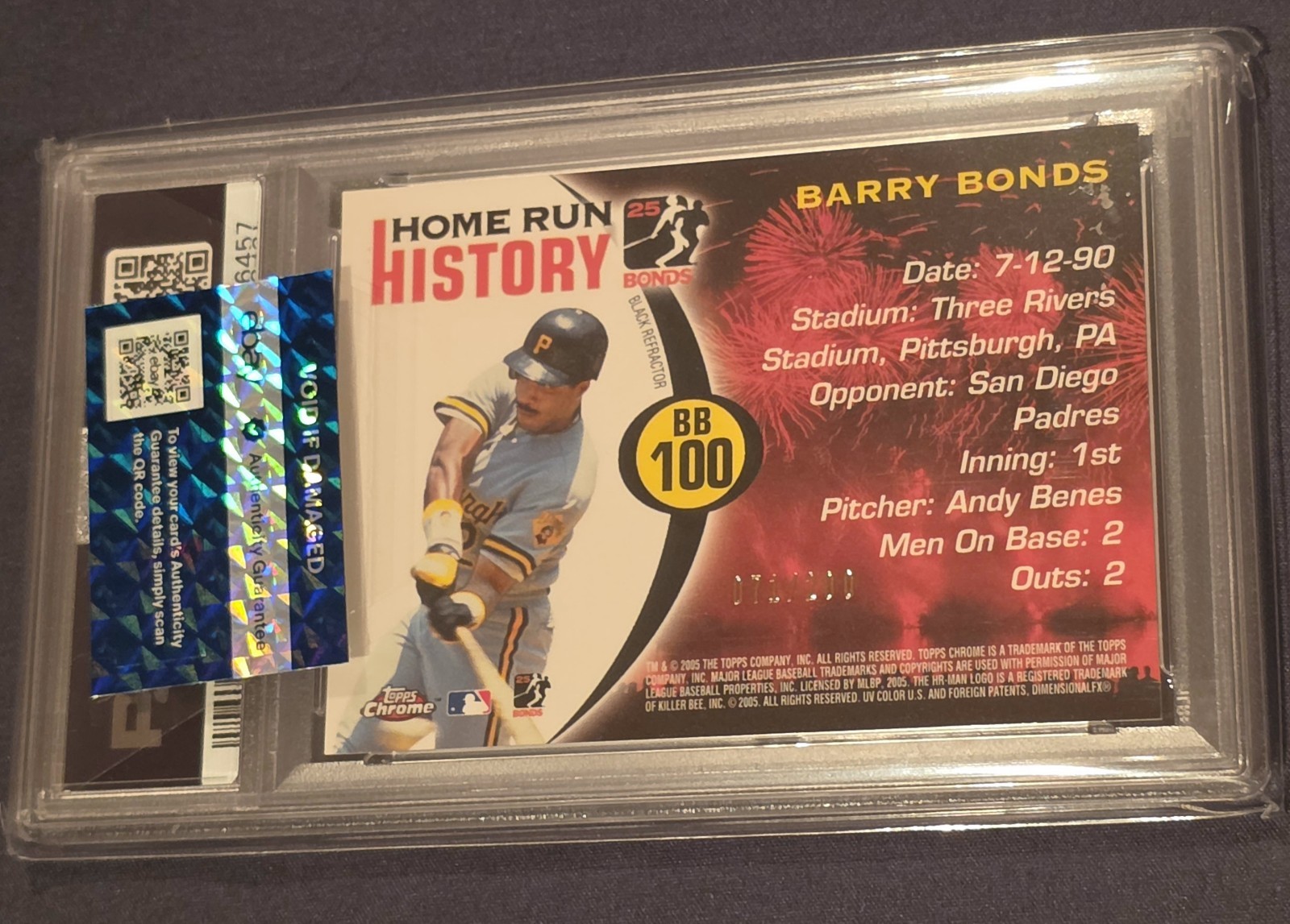 2005 Topps Chrome Barry Bonds /200 Black Refractor PSA 9 #BB100 None Higher view 2