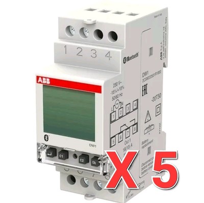 5X ABB DW1 Wochenzeitschaltuhr 1-Kanal Bluetooth Digitale Zeitschaltuhr. 2CSM222531R1000