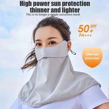 Ice Silk Sunscreen Mask Summer UPF50 Anti-UV Face Cover Neck Gaiter Scarf Outdo