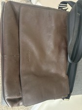 Coach Men's Brown Leather Briefcase With Adjustable Black Strap Used