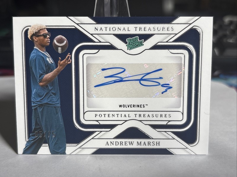 2025 Panini National Treasures Potential Treasures Andrew Marsh Auto /75 RC