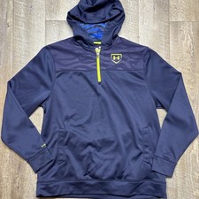Under Armour Storm Baseball Men  s Large Half Zip Pullover Hooded Jacket Blue