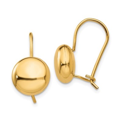 14 Karat Gelbgold Kuppel Leverback Ohrringe minimalistisch poliert abgerundet Alltag