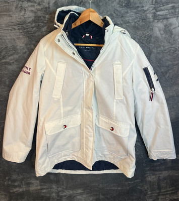 Tommy Hilfiger 3-in-1 Jacke weiß Kapuze Mantel Damen Medium wasserdicht