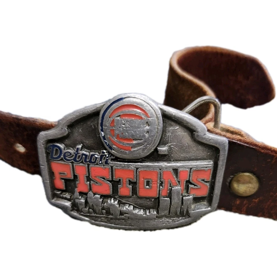 Vtg 1989 Detroit Pistons Belt And Belt Buckle Sz 40 Good Shape - Image 2 of 4