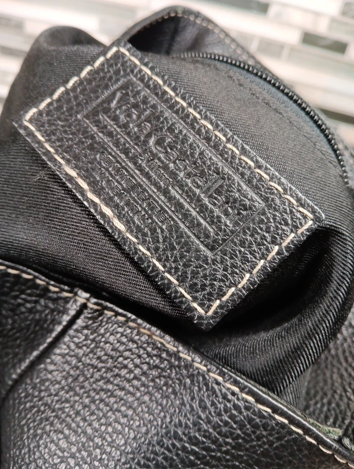 Bolso de Mano Hobo Viola Castellani Cuero Guijarro Negro Bolsillos Cosidos al Hombro  Foto 2 de 4