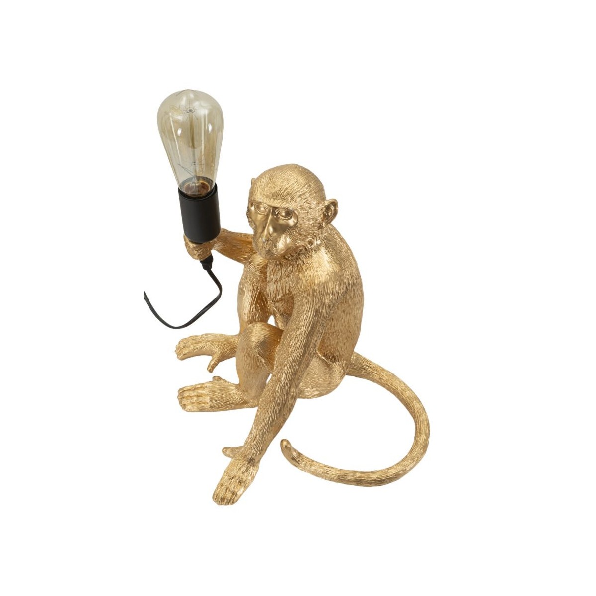 Lampe à poser singe dorée 33cm pour illuminer un coin sombre