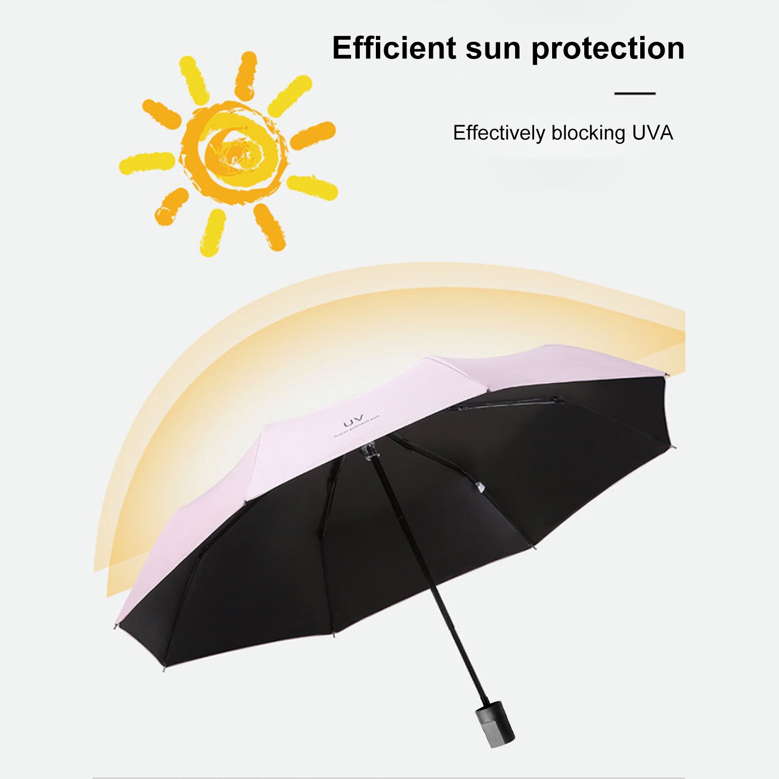 Automatic Umbrella For Men Women Dual-use Foldable Rain Sun Umbrella With Black