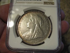 Great Britain 1895 LVIII Crown NGC AU Details, Nice Silver Coin!