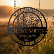 Custom Metal Garden Sign: Welcome to Name 's Garden, Outdoor Decor