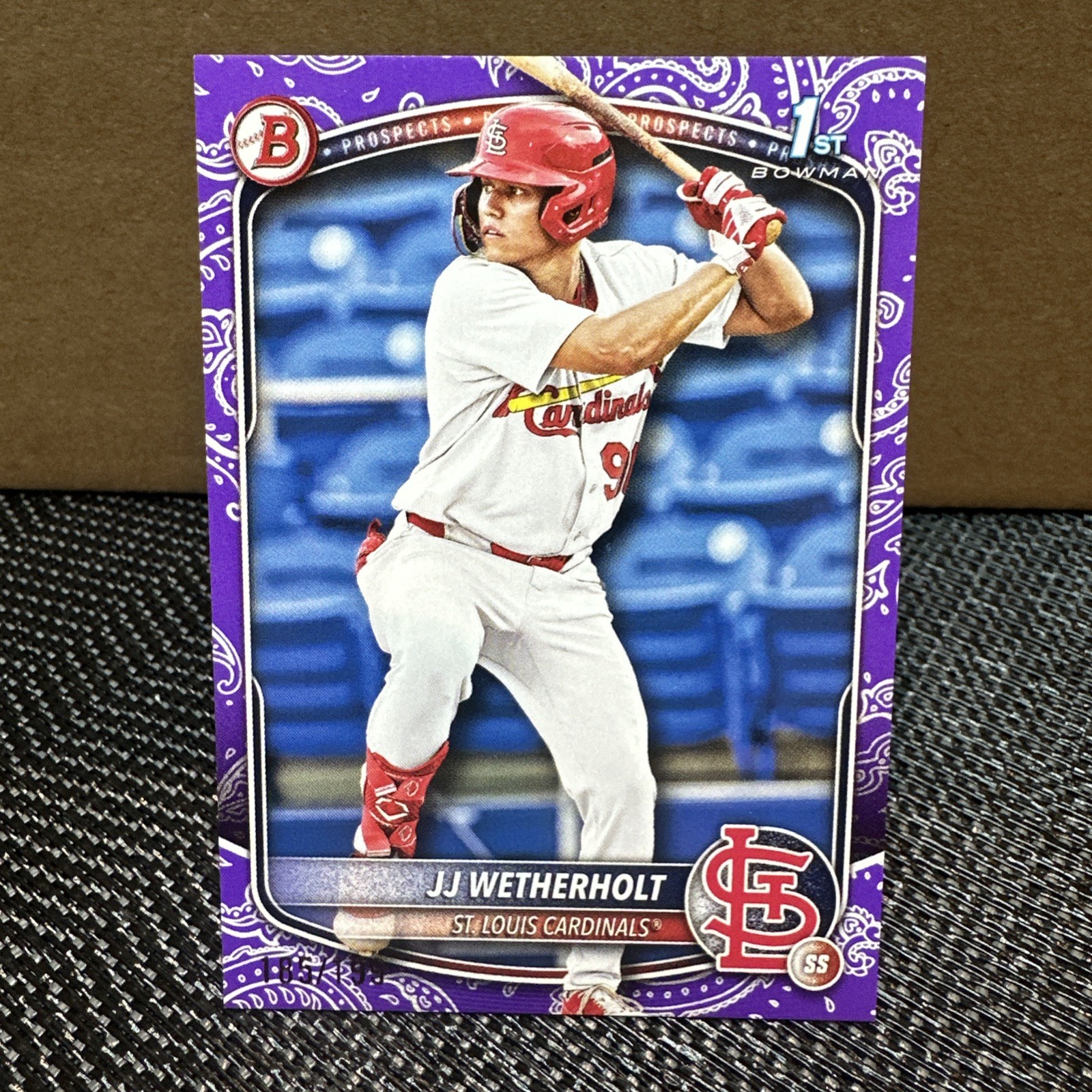 2025 Bowman - Prospects JJ Wetherholt #BP-22 Purple Pattern 185/199 Cardinals