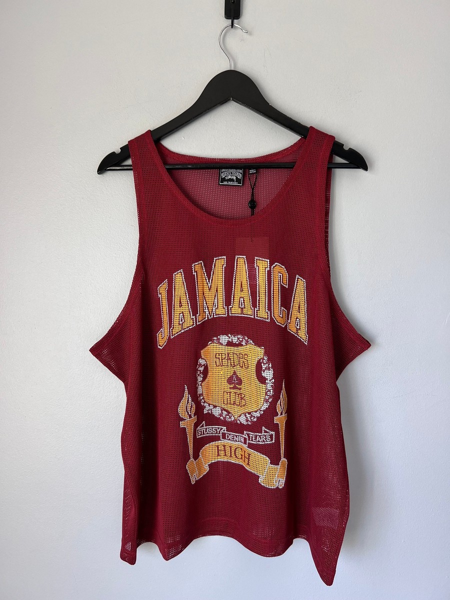 Denim Tears x Stussy Jamaica High Gym Tank - Size Large - Cardinal