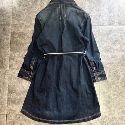 BURBERRY BLUE LABEL Denim Shirt Dress Nova Check Belted Women's Sz