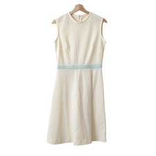 Vintage 60's Dress Womens 14 Pale Yellow FIt Flare Single Stitch Mid Mod MCM