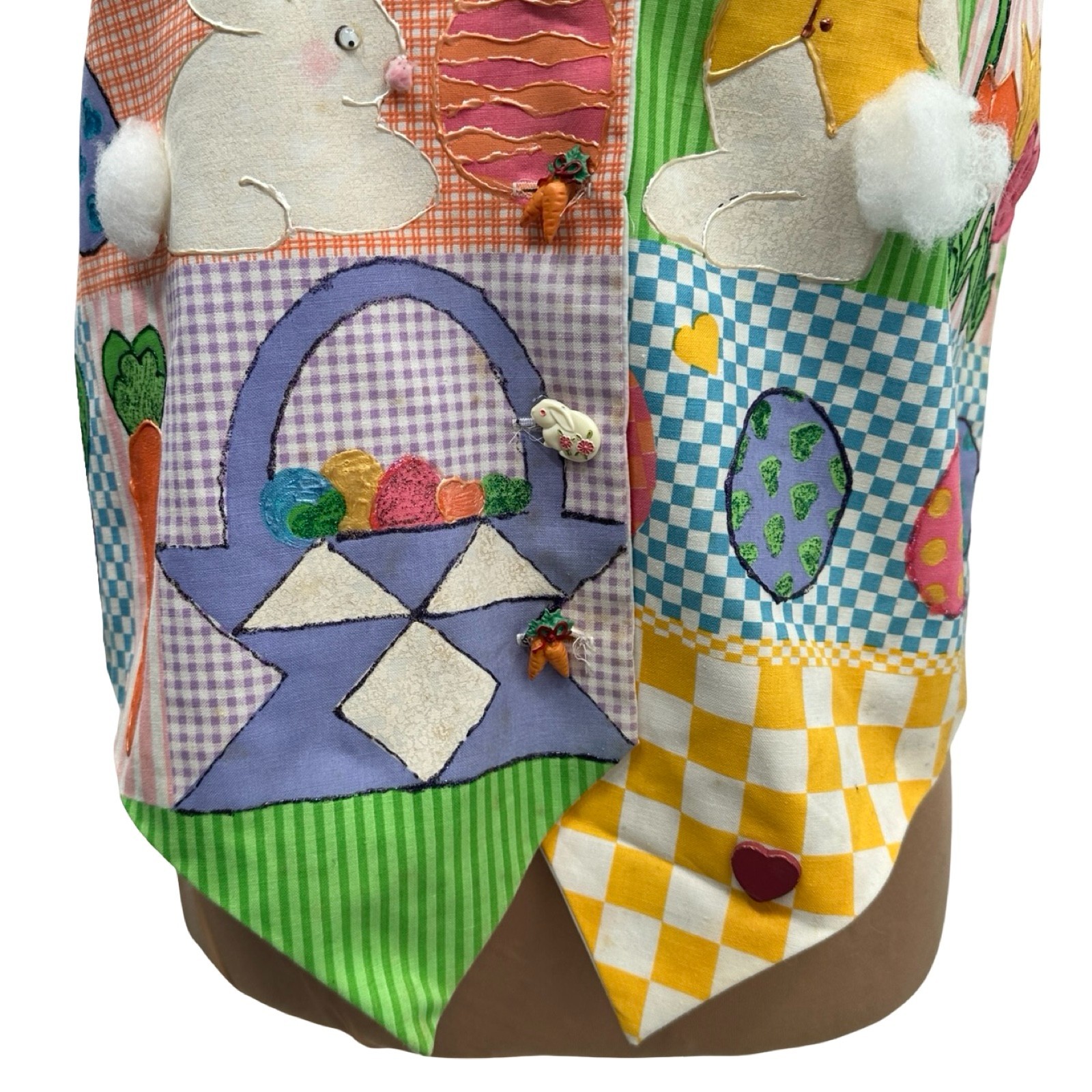 Vintage Easter Bunny Patchwork Vest Appliqué Past… - image 6