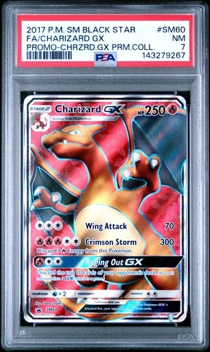 2017 POKEMON SM BLACK STAR PROMO #SM60 FULL ART/CHARIZARD GX PSA 7