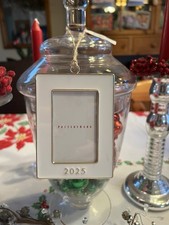Pottery Barn 2025 Rectangle White Dated Enamel Frame Christmas Ornament NWT