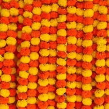 Marigold Garland for Decoration 5 Pcs of 5 feet Long Strands Artificial