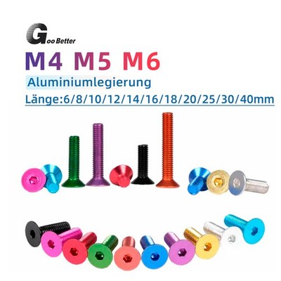 10 Stück Alu Senkkopfschrauben M4 M5 M6 Aluminium Innensechskant Senkschrauben