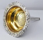 Wine Funnel Filter Silver Plated Gilt Pierced Strainer Ornate Floral Rim