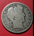 1901S US Barber SILVER Half Dollar "San Francisco" Mint Good Semi Key Date 847K!