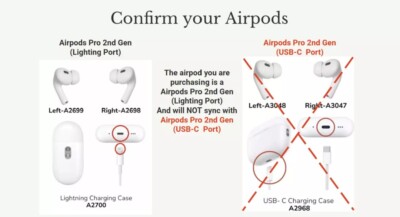 Grade B | AirPods Pro 2nd Gen (Left/Right/Case) | Models 2699/2698