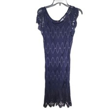 NWT Its Pink Navy Blue Lace Short Sleeve Dress Sz L