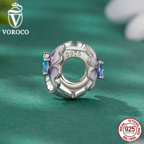 Ciondolo Donna Argento Sterling 925 Fiore Dragonfly Zirconia Ciondolo Gioielli Adattamento Bracciali - Foto 5 di 15