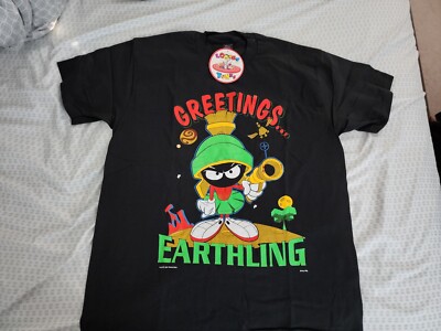 Vintage 90s 1993 Looney Tunes Greeting & Earthling T Shirt XL black