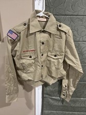 Boy Scout BSA UNIFORM SHIRT Men  s Small Long Sleeve Tan E21