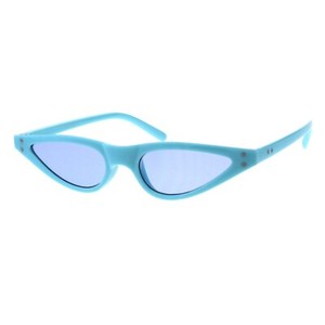 Women's Sunglasses Trendy Skinny Small Flat Cat Eye Oval Frame UV400 Blue