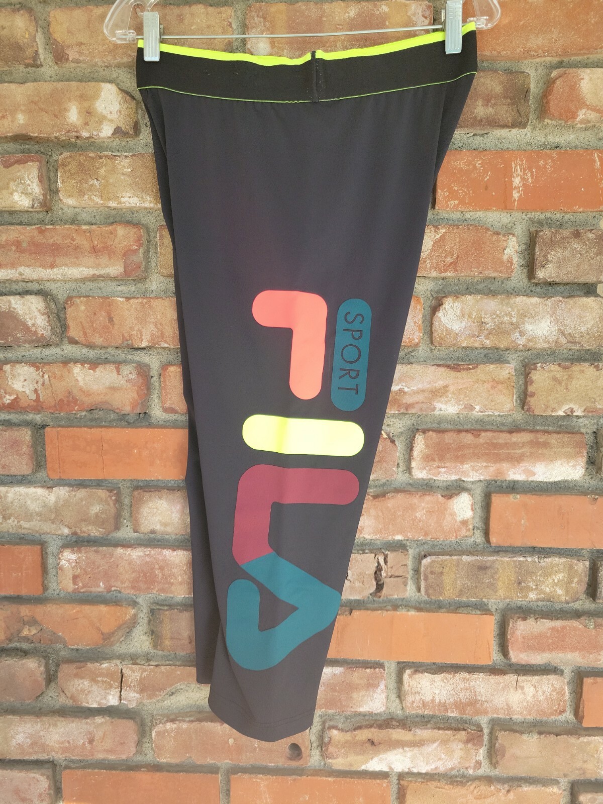 Leggings Donna Nero Fila Sport Atletico Stile Capri Taglia Large