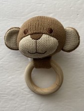 Hallmark Knitted Monkey Wooden Ring Rattle