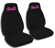 Universal Size Front Set Car Seat Covers Black With Hot Pink Barbie Design Universal Size Front Set Car Seat Covers Black With Hot Pink Barbie Design