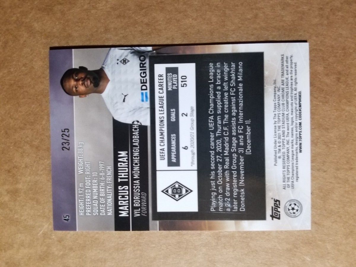 MARCUS THURMAN 2020-21 Topps Stadium Club Chrome UEFA Orange
