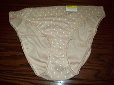 NWT CHARTER CLUB 100 COTTON BIKINI PANTIES ALMOND LATTE DOT 100095068 M