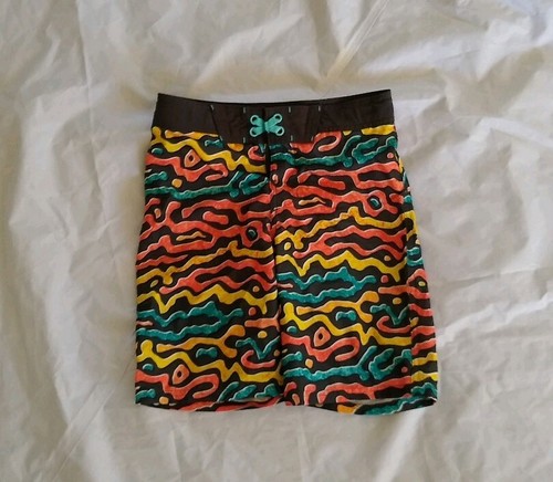 art class Boy's Multicolored Mesh Liner Alien Art Dark Gray Swim Trunks Size 12 - Picture 2 of 12